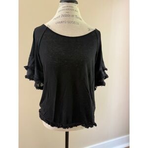 Umgee Women's Linen/Cotton Black Blouse Size M